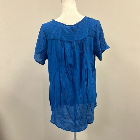 Blue Relaxed Short Sleeve Button Down Shirt - Picture 4 of 6